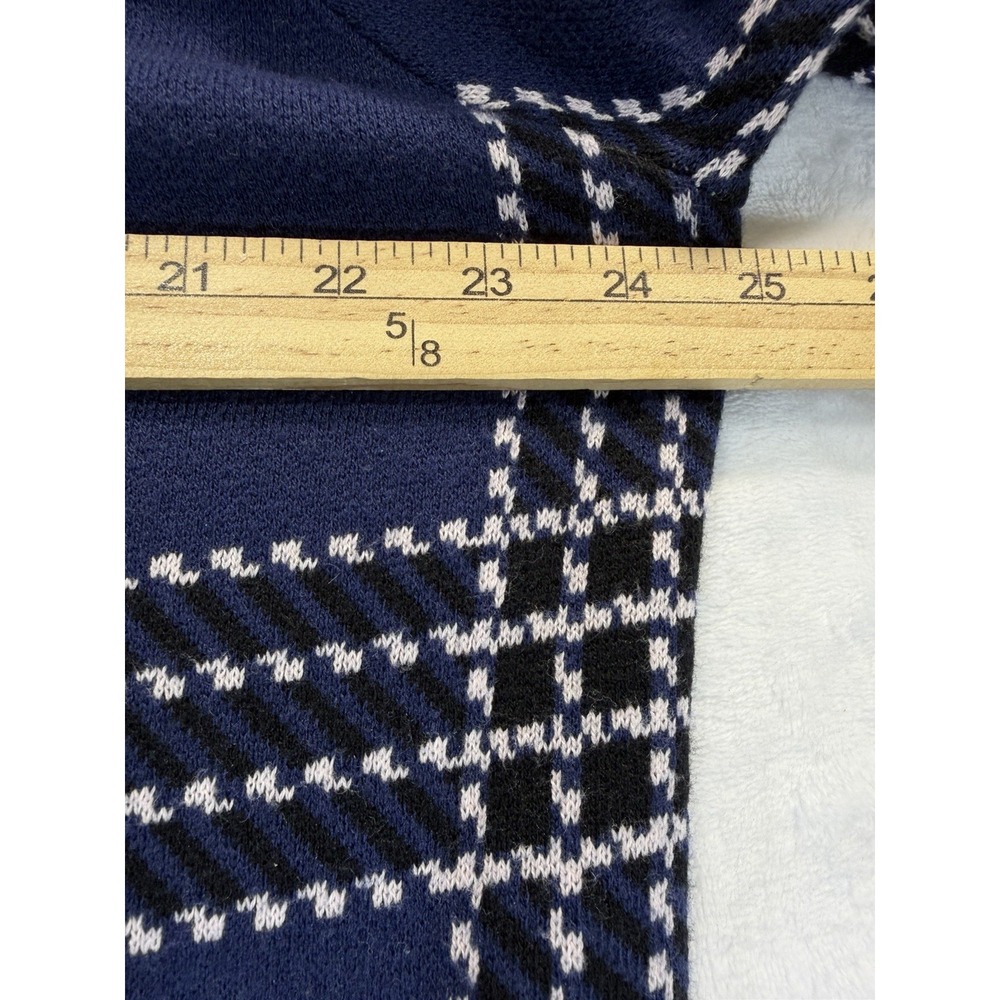 Elle XXL Open Cardigan Navy Black Plaid Long Duster Academia Whimsigoth Cotton - Picture 7 of 8